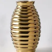 Ваза керамика настольная "Дайзи" полосы, 20х11х7 см, золото