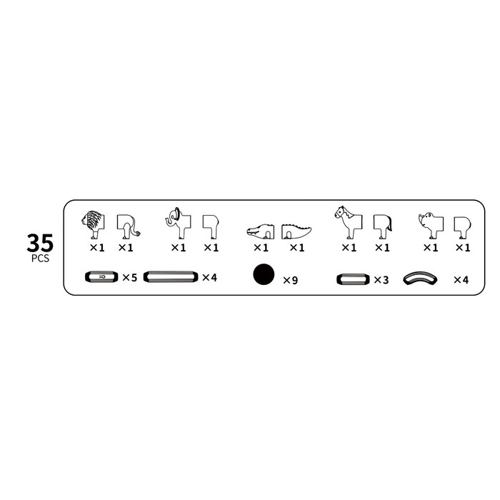 Конструктор магнитный для малышей &laquo;Магические палочки с животными&raquo;, 35 деталей