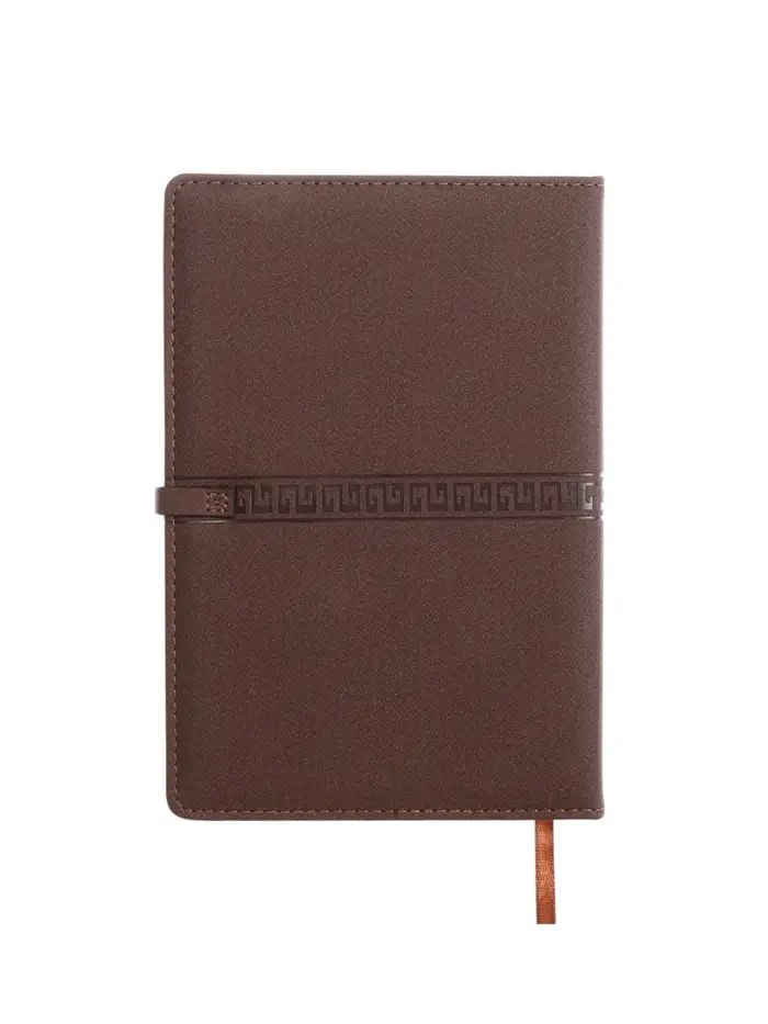 Ежедневник недатированный формат А5, с хлястиком, 112л, линия, пвх, Узор Коричневый