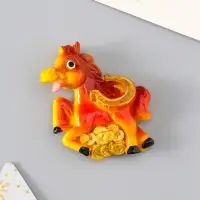 Магнит полистоун "Лошадка с монетами и подковой" МИКС 5,5х6,5 см