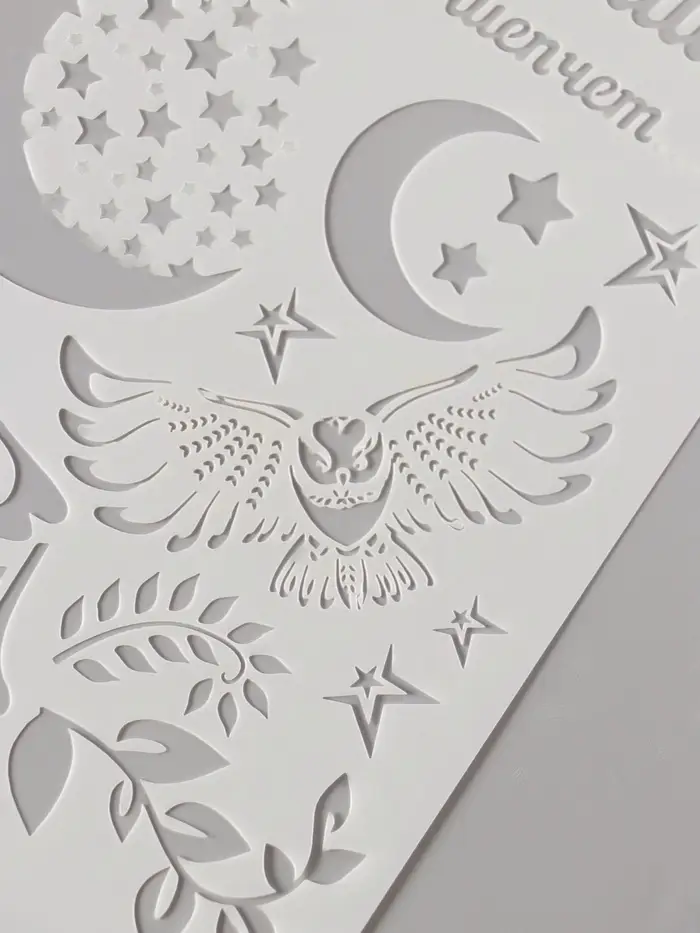 Трафарет пластик А5 "Филин и пень" 14,8х21 см