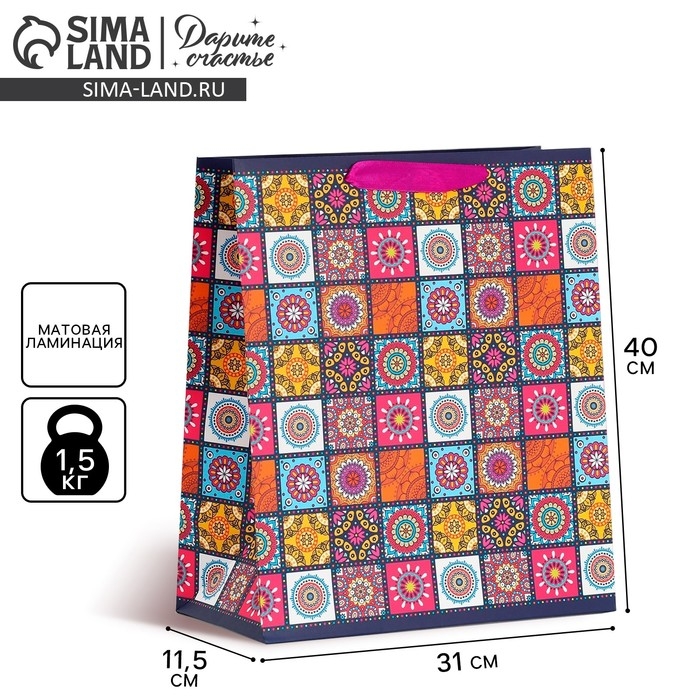 Пакет подарочный ламинированный вертикальный, упаковка, &laquo;Мозайка&raquo;, L 31 х 40 х 11,5 см