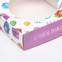 Коробка сборная с окном, &laquo;С Днем Рождения&raquo;, 11.5&times;11.5&times;3 см