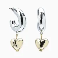 Серьги &laquo;Новый стиль. Сердечки&raquo;, d=3 см, цвет серебристо-золотистый