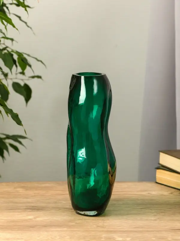 Ваза стекло настольная "Шерил" 27х16 см, зелёный