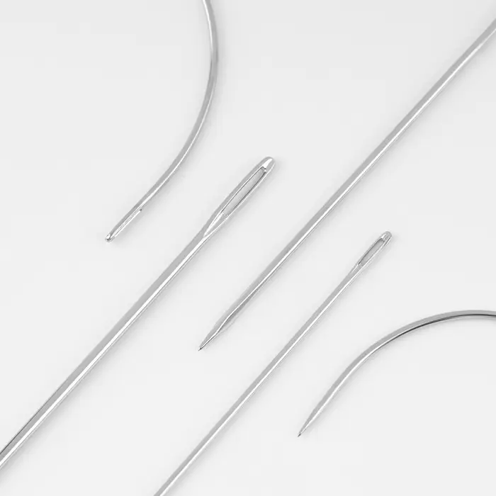 Иглы швейные, для кожи, 7.3/6.8/6.2/6/5.9/5.4/4.3/3.7 см, d=2/1/0.8/0.5 мм, 8 шт.