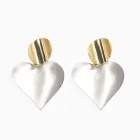 Серьги "Сердечки". матовое серебро с золотом