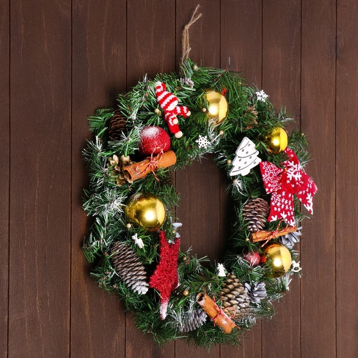 Венок праздничный &laquo;Новогодняя звезда",45 см, ручная работа