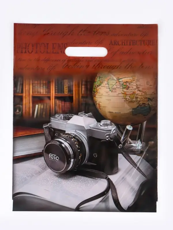 Пакет "Объектив" полиэтиленовый с вырубной ручкой, ламинированый 31х40 см, 30 мкм