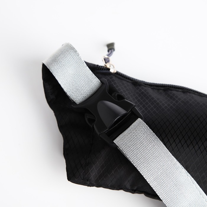 Поясная сумка на молнии, с карманом, разъем для USB, чёрный