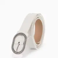 Ремень жен 05-01-02-01, Июнь2511, 2,9*0,3*110 см, винт, пряж металл, 1 прокол, белый