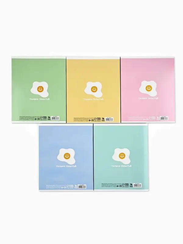 Тетрадь в клетку, 48 л., А5, на скрепке, блок №2 &laquo;Яичница&raquo; МИКС