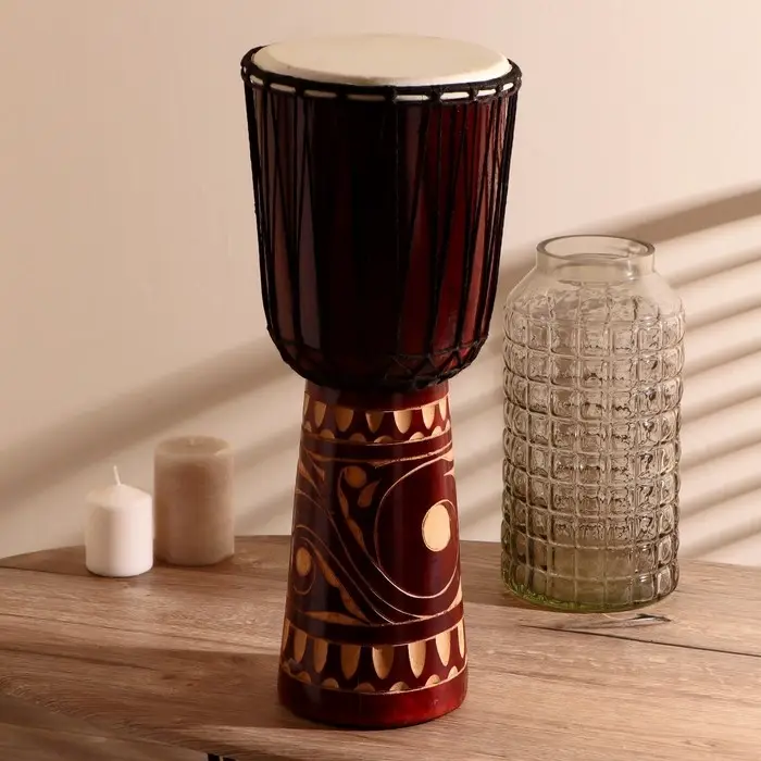 Сувенирный музыкальный инструмент барабан джембе "Светлый" 50х23х23 см МИКС