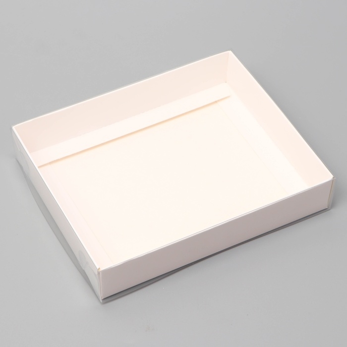 Коробочка сборная с прозрачной крышкой 16&times;13&times;3 см, белая