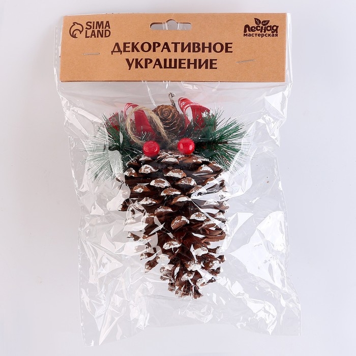 Шишка декоративная &laquo;Новогоднее настроение&raquo;, с подвесом, 9 &times; 9 &times; 17 см