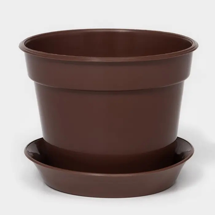 Горшок для цветов с поддоном &laquo;Доляна&raquo;, 1 л, пластиковый, коричневый