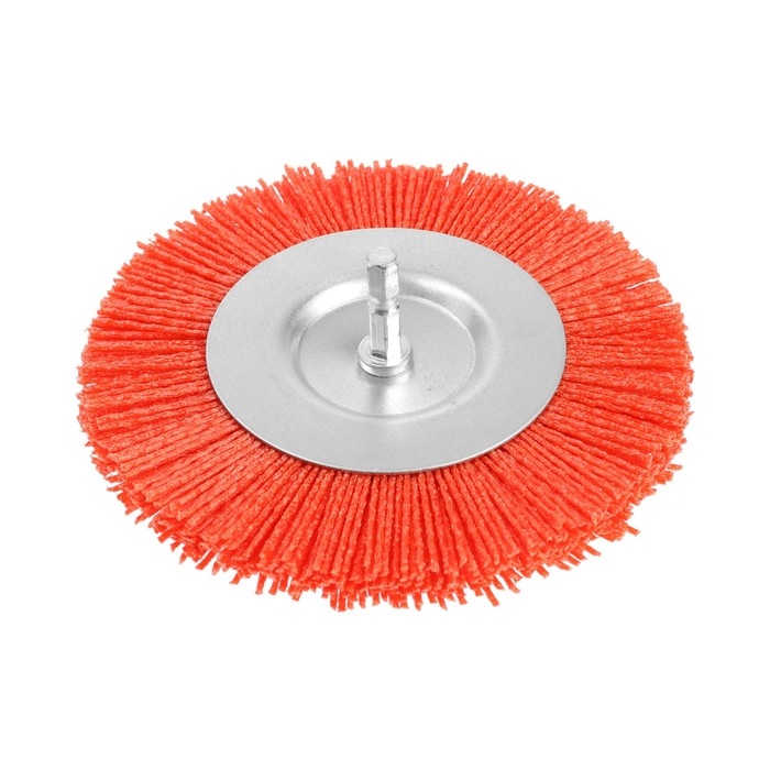 Щетка нейлоновая для дрели ТУНДРА, со шпилькой, плоская, 125 мм