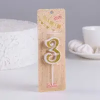 Свеча для торта с блестками &laquo;Цифра 3&raquo;, золотая, 5.2 см