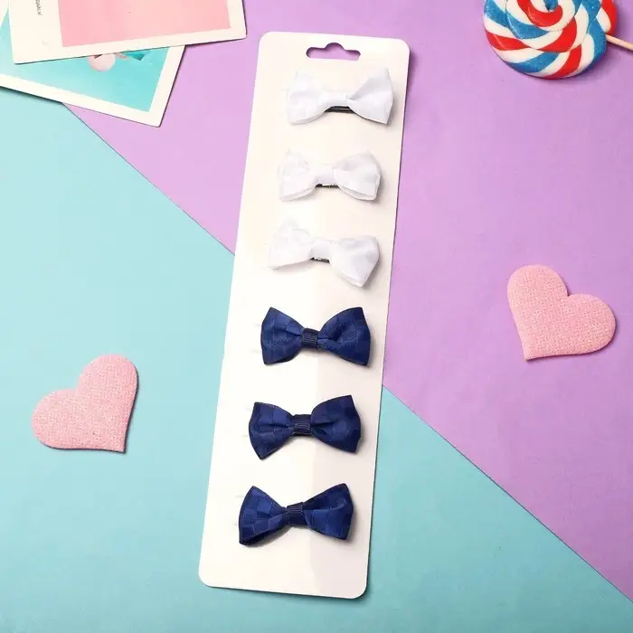 Зажим для волос "Бантик" шахматка, 4,8 см