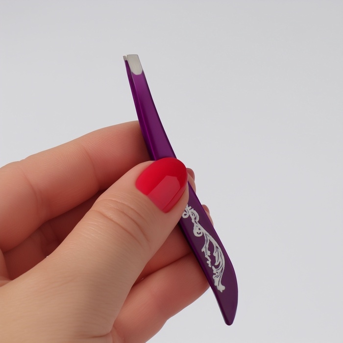 Пинцет скошенный, узкий, 9 см, цвет МИКС