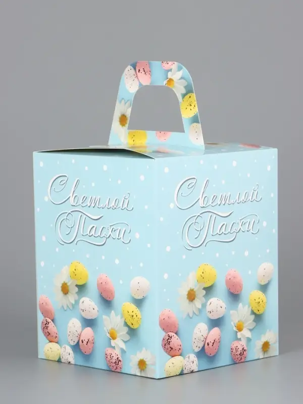 Коробка подарочная пасхальная с окном &laquo;Небесная голубая&raquo; 15&times;15&times;18 см