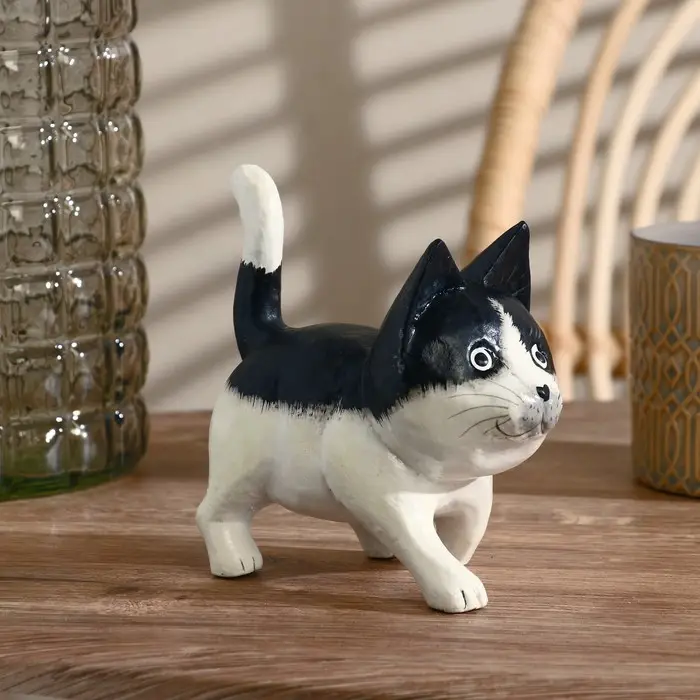 Сувенир &laquo;Котик&raquo;, 7&times;11&times;12 см, дерево, чёрный, белый
