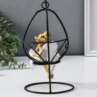 Сувенир полистоун "Парочка качается на качеле" бело-золотой 13,5х13,5х26 см