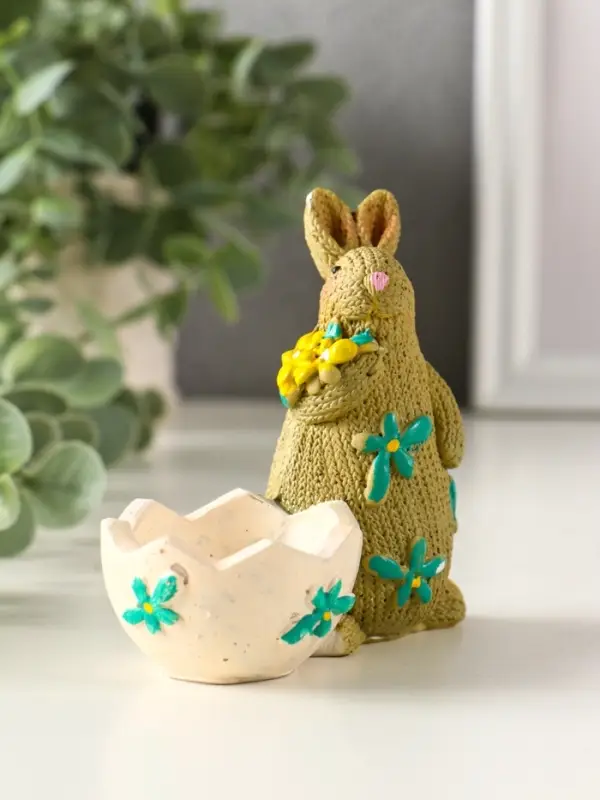 Сувенир полистоун подставка "Зайчики пасхальные" набор 2 шт 5,3х10х10 см