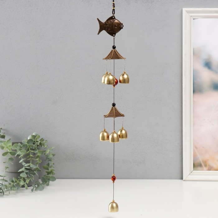 Музыка ветра металл "Рыбка" 7 колокольчиков МИКС 37х6,5х6 см