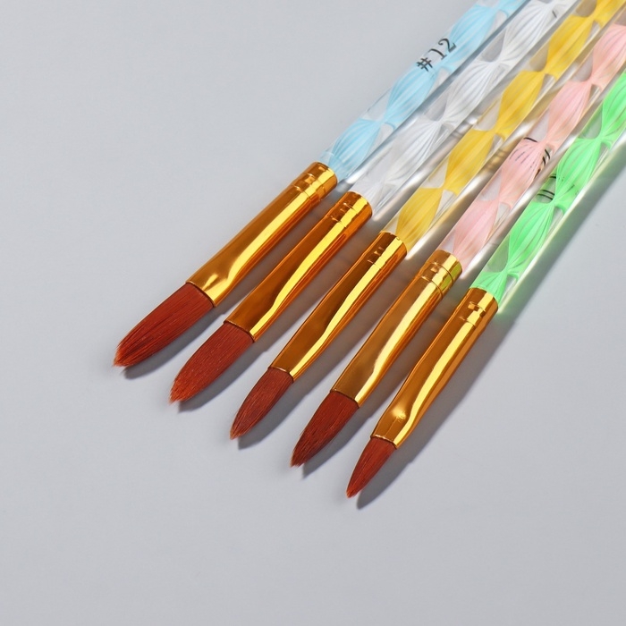 Набор кистей для наращивания и дизайна ногтей &laquo;Лепесток&raquo;, 5 шт, 17 см, №4/6/8/10/12, разноцветный