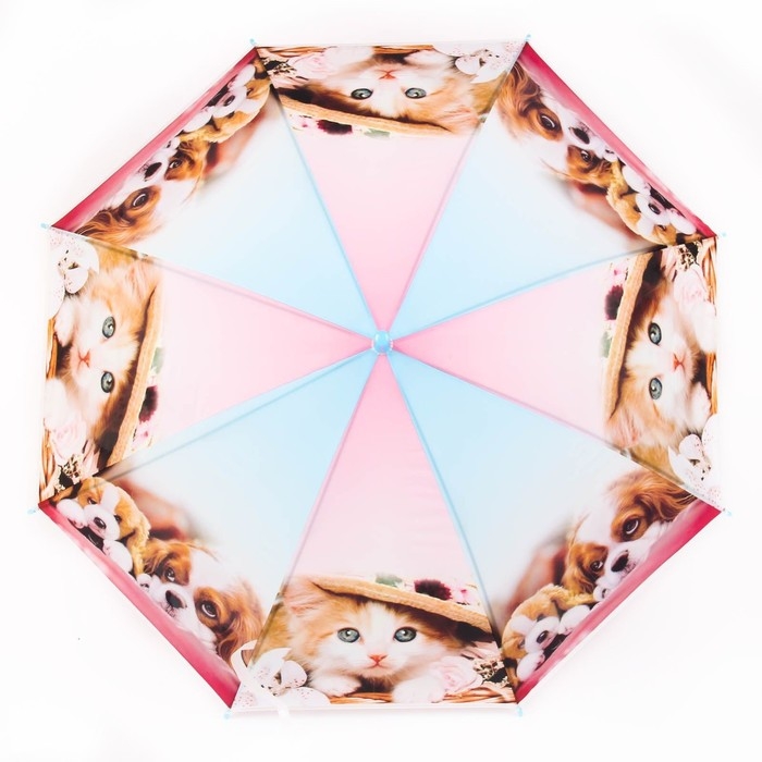 Зонт детский полуавтоматический &laquo;Милые зверюшки&raquo;, r=41см, со свистком, цвет МИКС