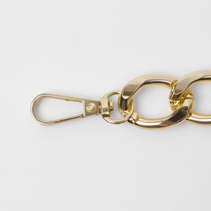 Цепочка для сумки, с карабинами, металлическая, плоская, 29 &times; 19 мм, 30 см, цвет золотой