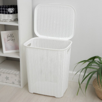 Корзина бельевая с крышкой &laquo;Вязь&raquo;, 60 л, 44&times;36&times;52 см, цвет белый