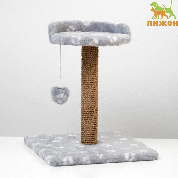 Когтеточка малая Когтеточка малая "Арена" с игрушкой, 40 х 40х 50 см, джут, серая с лапками