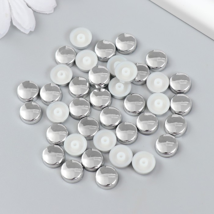 Декор для творчества пластик "Круг" набор 40 шт серебро 1х1х0,3 см