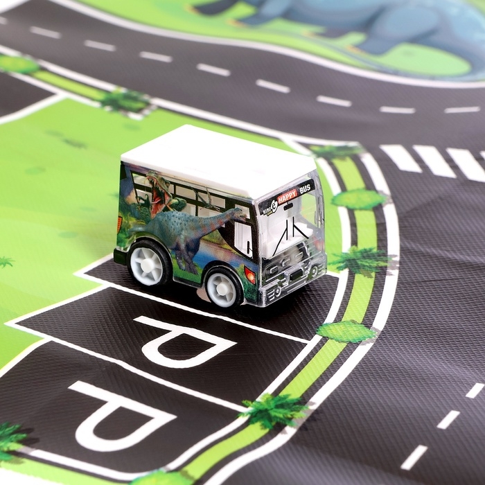 Игровой набор &laquo;Динопарк&raquo;, 4 инерционные машинки, коврик-дорога