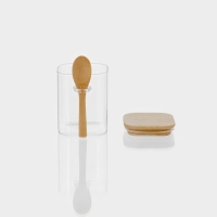 Банка стеклянная для сыпучих продуктов с бамбуковой крышкой и ложкой BellaTenero &laquo;Эко&raquo;, 450 мл, 10,5&times;8,2&times;10,5 см