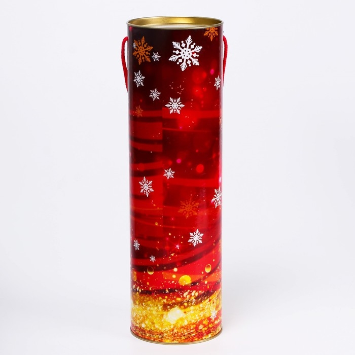 Новый год. Подарочная коробка, тубус &laquo;Красно-Золотая&raquo; 99х340мм .