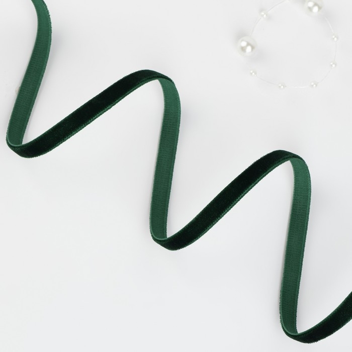Лента бархатная, 6 мм, 18 &plusmn; 1 м, цвет зелёный №165