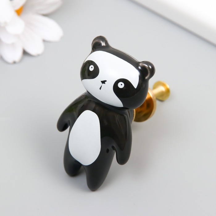 Ручка для шкатулки керамика, металл "Панда" 6,3х3,5 см