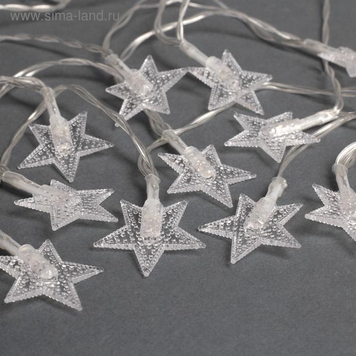 Гирлянда &laquo;Нить&raquo; 3 м с насадками &laquo;Звёзды&raquo;, IP20, прозрачная нить, 20 LED, батарейки AAх3 (нет в комплекте), свечение мульти