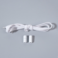 Шнурки для обуви, пара, плоские, с фиксатором, эластичные, 6 мм, 100 см, цвет белый