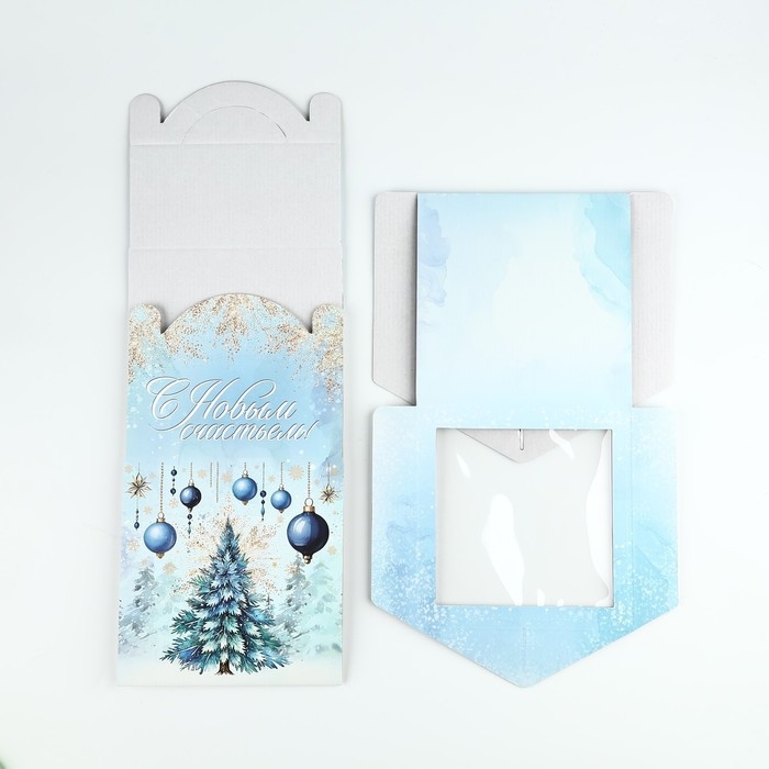 Коробка кондитерская с окном, сундук, &laquo;Ёлочка&raquo;, 20 х 20 х 20 см, Новый год