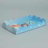 Коробка для кондитерских изделий с пластиковой крышкой &laquo;Зайка и белочка&raquo;, 10.5 х 21 х 3 см