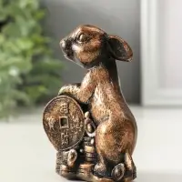 Фигура "Заяц на деньгах", высота 10 см, цвет винтажная бронза