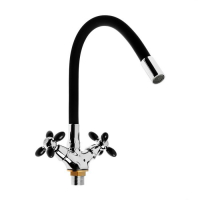 Смеситель для кухни Accoona A4882F-1, двухвентильный, с гибким изливом, черный