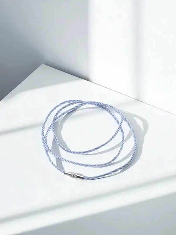 Шнурок гайтан 60 см d=2 мм, цвет серебряный, винтовой замок серебро