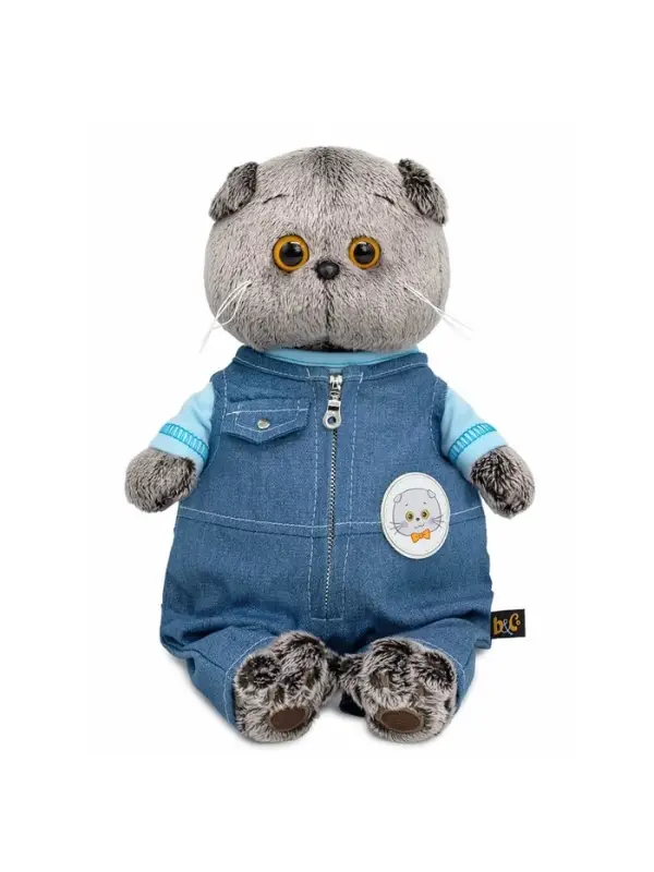 Мягкая игрушка "Кот Басик в комбинезоне "Деним", 22 см Ks22-296