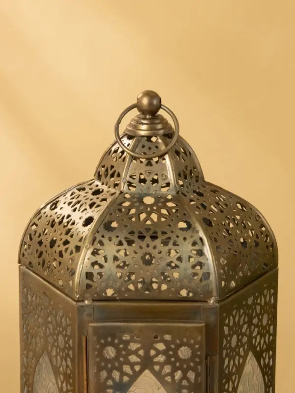 Подсвечник фонарь "Золотое кружево" железо 19,5х19,5х35,5 см