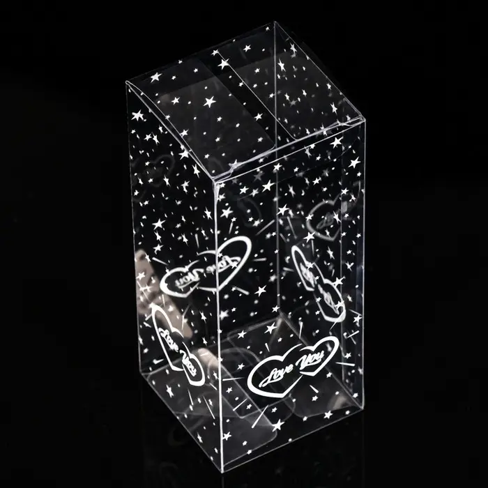 Складная прозрачная коробка из PVC, для упаковки подарков, LOVE YOU, 5&times;5&times;12 см